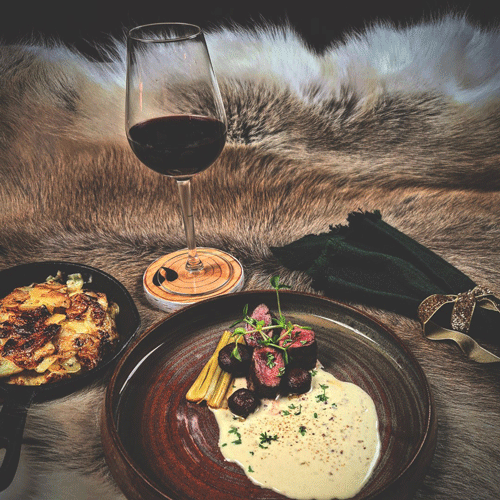 Renfilé med bakade skogschampinjoner och purjolök